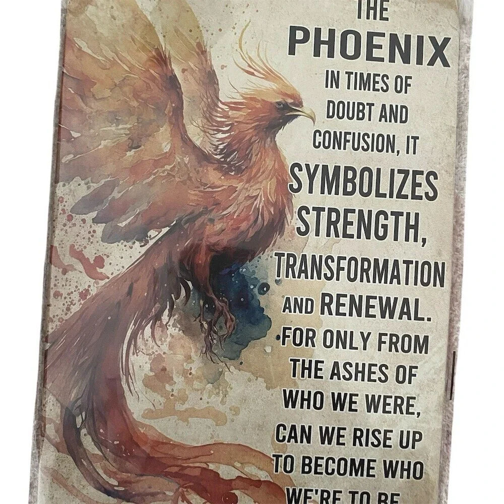 Phoenix Inspirational Quote Tin Sign Wall Decor Strength Transformation